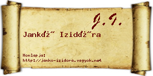 Jankó Izidóra névjegykártya